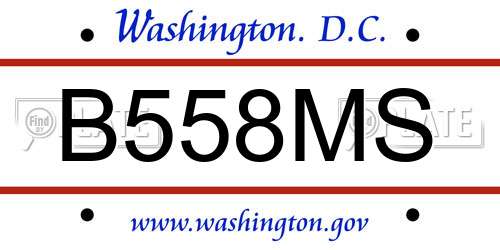 B558MS District Of Columbia License Plate