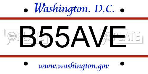 B55AVE District Of Columbia License Plate