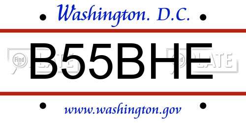 B55BHE District Of Columbia License Plate