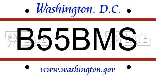 B55BMS District Of Columbia License Plate