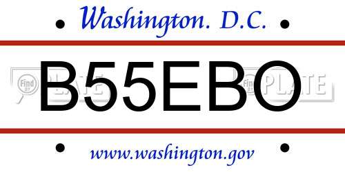B55EBO District Of Columbia License Plate
