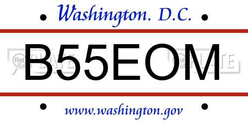 B55EOM District Of Columbia License Plate