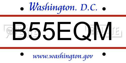 B55EQM District Of Columbia License Plate