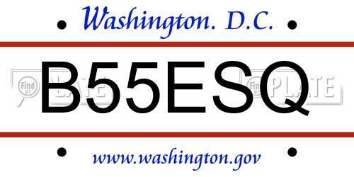 B55ESQ District Of Columbia License Plate
