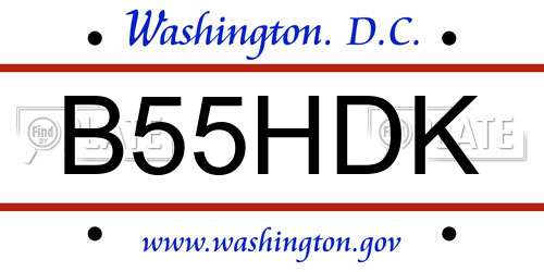 B55HDK District Of Columbia License Plate