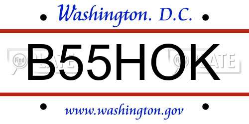 B55HOK District Of Columbia License Plate