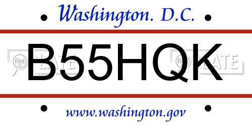 B55HQK District Of Columbia License Plate