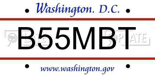B55MBT District Of Columbia License Plate