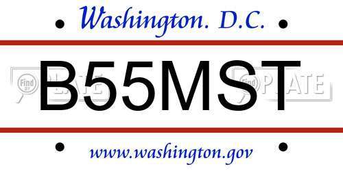 B55MST District Of Columbia License Plate