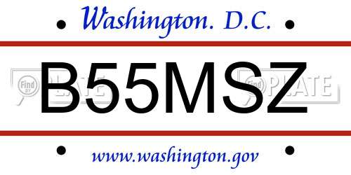 B55MSZ District Of Columbia License Plate