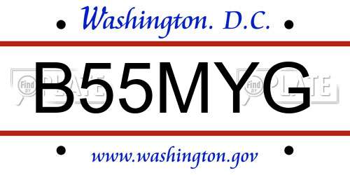 B55MYG District Of Columbia License Plate