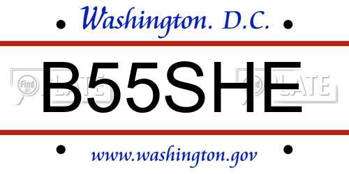 B55SHE District Of Columbia License Plate
