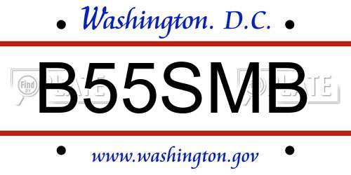 B55SMB District Of Columbia License Plate