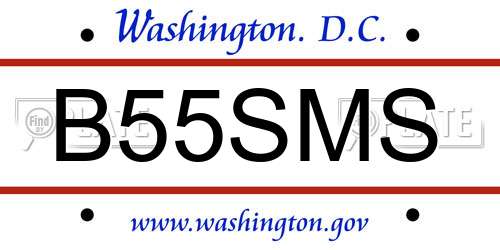 B55SMS District Of Columbia License Plate