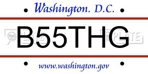 B55THG District Of Columbia License Plate