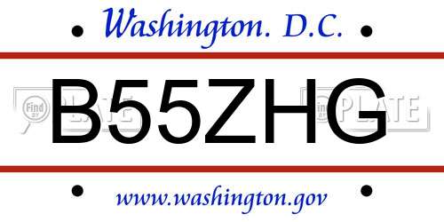 B55ZHG District Of Columbia License Plate