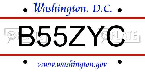 B55ZYC District Of Columbia License Plate