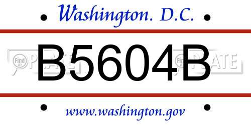 B5604B District Of Columbia License Plate