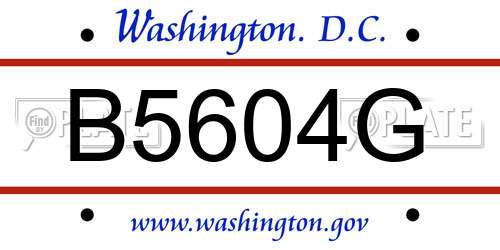 B5604G District Of Columbia License Plate