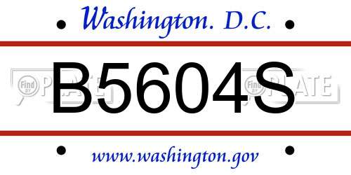 B5604S District Of Columbia License Plate
