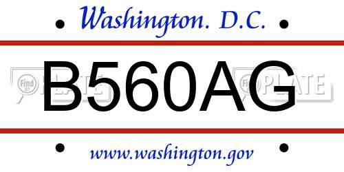 B560AG District Of Columbia License Plate