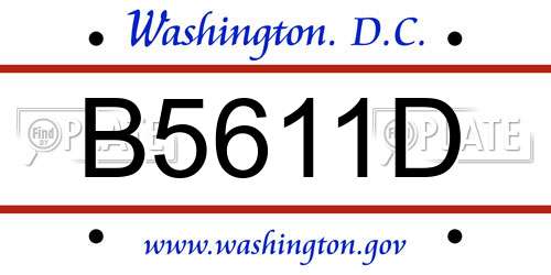 B5611D District Of Columbia License Plate