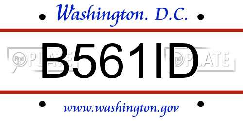 B561ID District Of Columbia License Plate