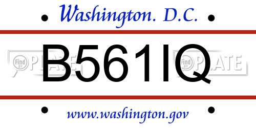 B561IQ District Of Columbia License Plate
