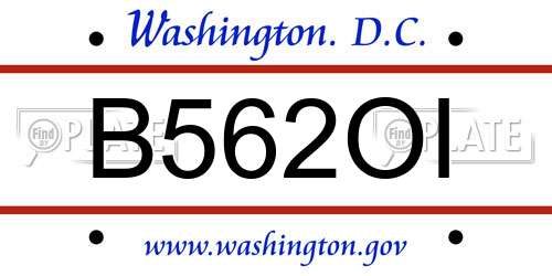 B562OI District Of Columbia License Plate