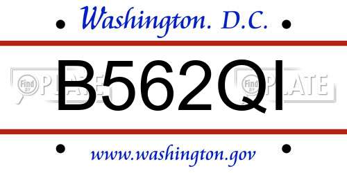 B562QI District Of Columbia License Plate