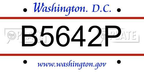 B5642P District Of Columbia License Plate