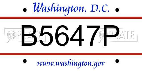 B5647P District Of Columbia License Plate