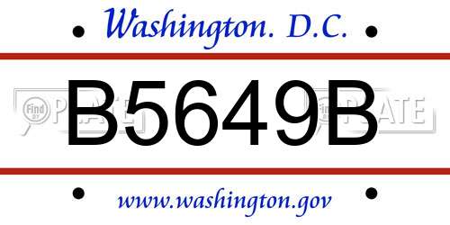 B5649B District Of Columbia License Plate