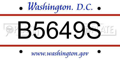 B5649S District Of Columbia License Plate