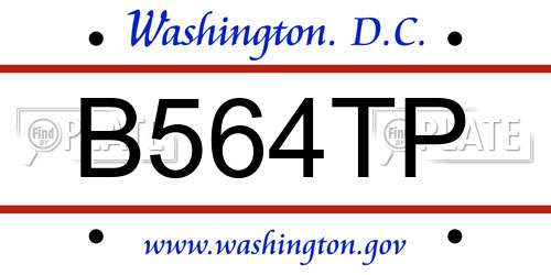 B564TP District Of Columbia License Plate