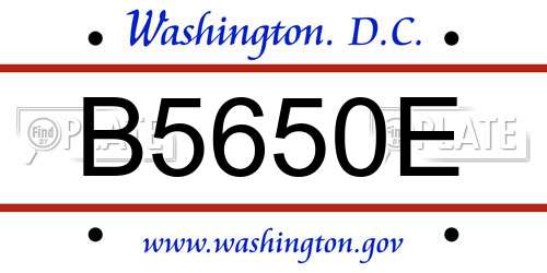 B5650E District Of Columbia License Plate