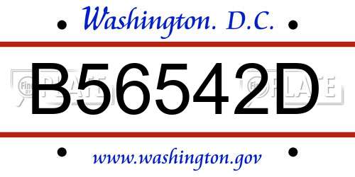 B56542D District Of Columbia License Plate
