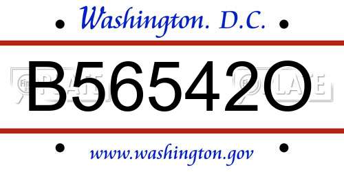 B56542O District Of Columbia License Plate