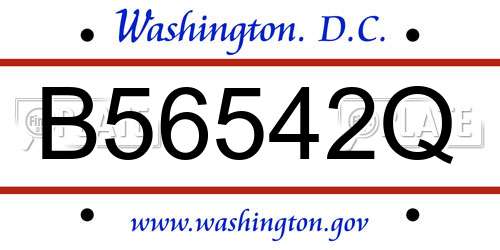 B56542Q District Of Columbia License Plate