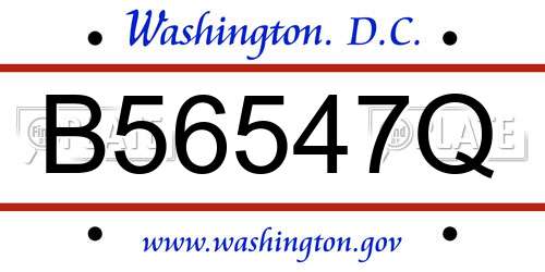 B56547Q District Of Columbia License Plate