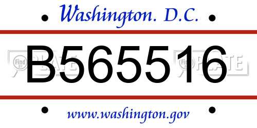 B565516 District Of Columbia License Plate
