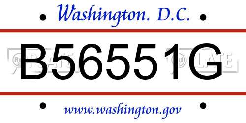B56551G District Of Columbia License Plate