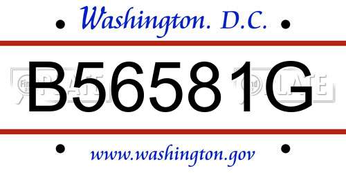 B56581G District Of Columbia License Plate