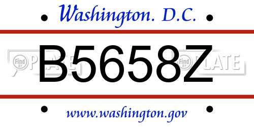 B5658Z District Of Columbia License Plate