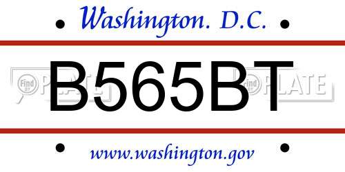 B565BT District Of Columbia License Plate