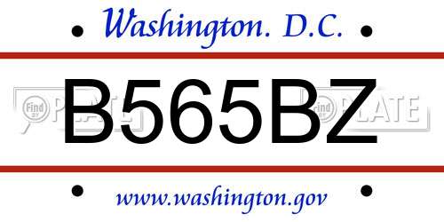 B565BZ District Of Columbia License Plate