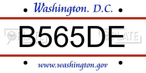 B565DE District Of Columbia License Plate