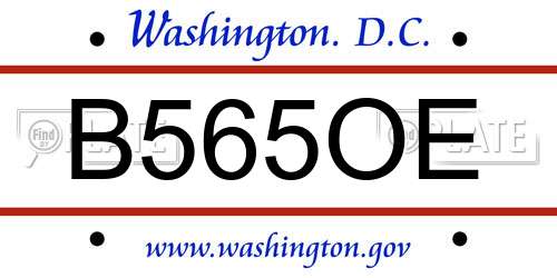 B565OE District Of Columbia License Plate