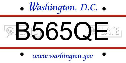 B565QE District Of Columbia License Plate