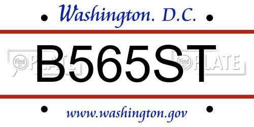 B565ST District Of Columbia License Plate